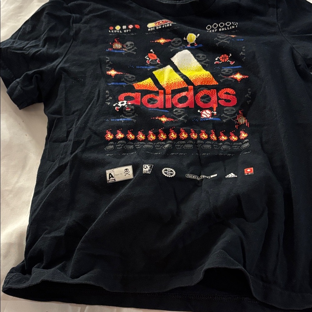 Adidas Black Tee with Colorful Graphic 6